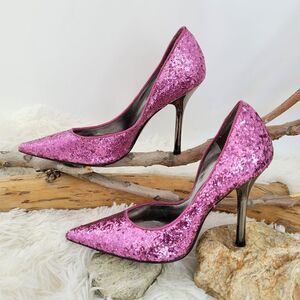 Guess Carrie Lee Barbie pink glitter pumps